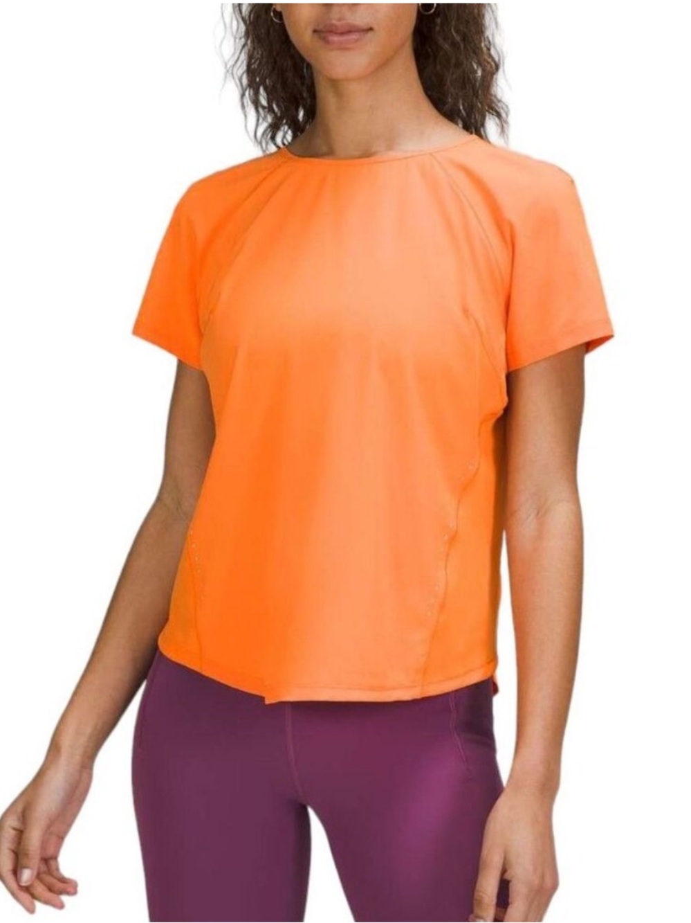 lululemon Lightweight Stretch Running Shirt size 16 Orange Soda